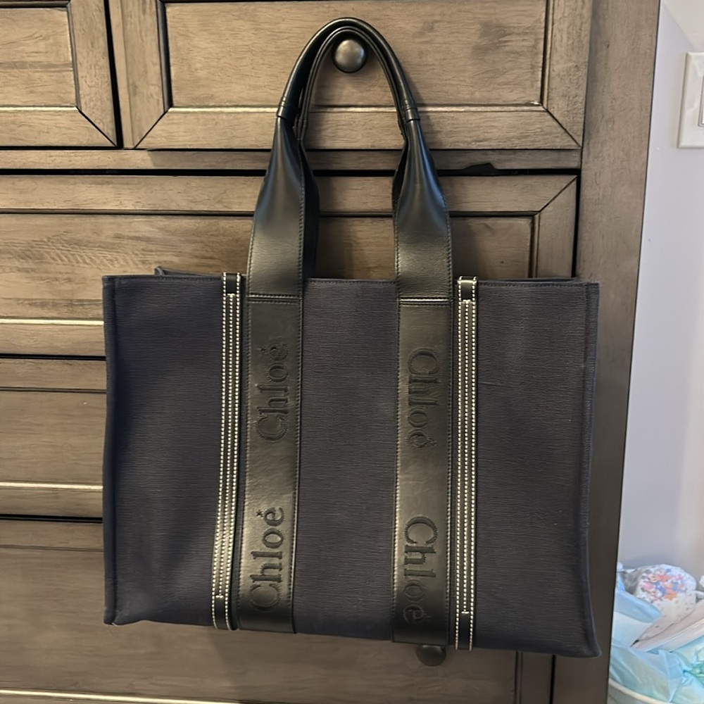 Chloe large canvas and leather tote